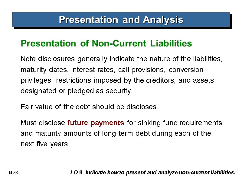 Note disclosures generally indicate the nature of the liabilities, maturity dates, interest rates, call
